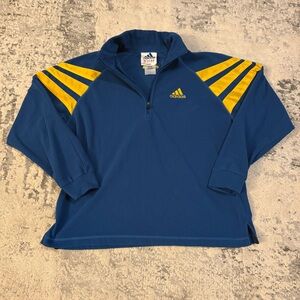 VTG Adidas Fleece Half Zip Shirt Mens Medium 90s Blue Yellow‎ Athletic